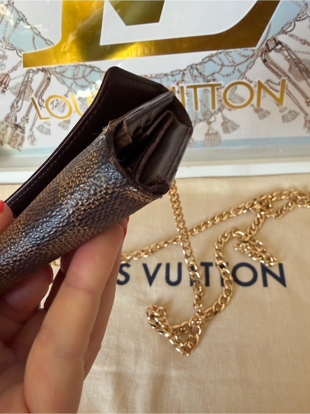 Louis Vuitton Damier Ebene Long Wallet on Chain - Picture 8 of 16